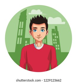 young man face cartoon