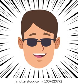 young man face cartoon