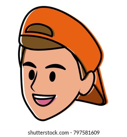 Young man face cartoon