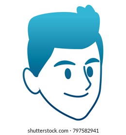 Young man face cartoon