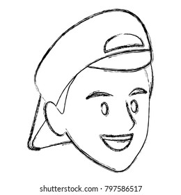 Young man face cartoon