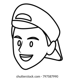 Young man face cartoon