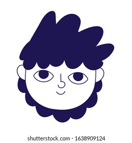 young man face cartoon character portrait icon vector illustration