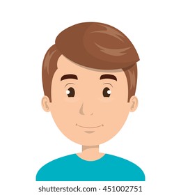 Young man face cartoon design, vector illustration graphic icon.