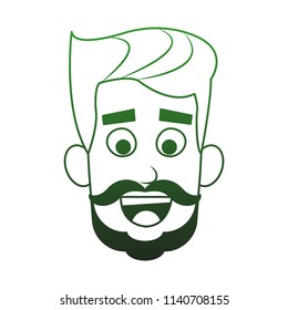 Young man face cartoon faceless in green white