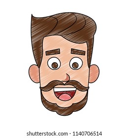 Young man face cartoon scribble