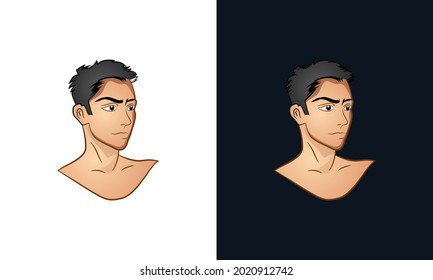 young man face cartoon vector 
