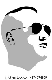 Young man face with glasses
