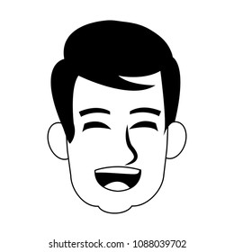 Young man face happy on black and white colors