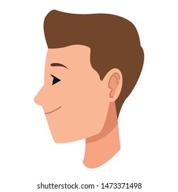 Young man face head profile cartoon ,vector illustration graphic design.