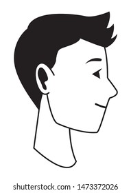 Young man face head profile cartoon vector illustration graphic design.