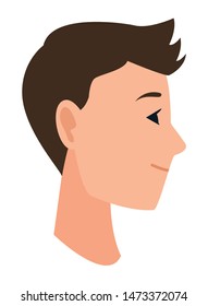 Young man face head profile cartoon vector illustration graphic design.
