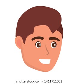 young man face isolated cartoon