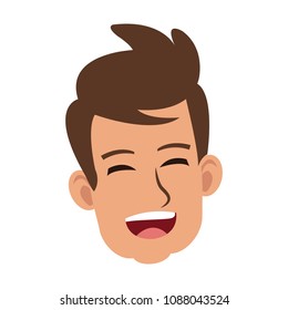 Young man face laughing