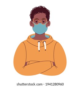 Joven con un avatar de máscara facial. Adolescente en un retrato de yegua