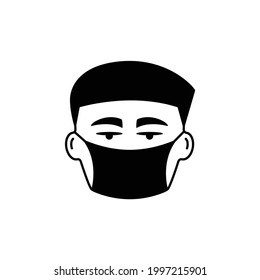 Junge Menschen Gesicht mit Maske Symbol im trendigen, flachen Stil einzeln auf weißem Hintergrund. Symbol für Ihr Webdesign, Logo, App, UI. Vektorgrafik, EPS