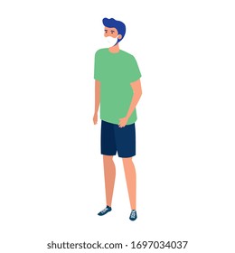 joven con máscara facial aislado icono de diseño vectorial