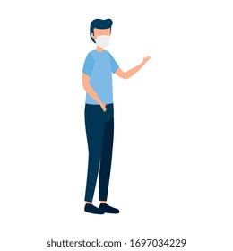 joven con máscara facial aislado icono de diseño vectorial