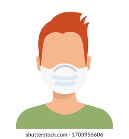 young man with face mask isolated icon vector illustration design