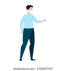 young man with face mask isolated icon vector illustration design