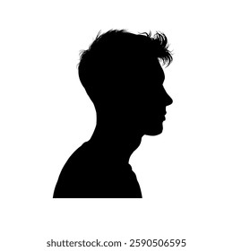 young man face profile silhouette - vector illustration