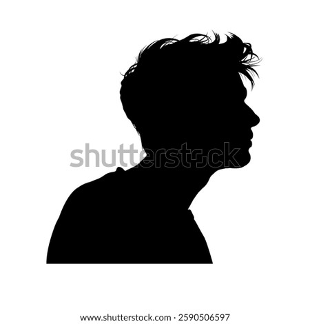 young man face profile silhouette - vector illustration