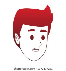 Young man face red lines
