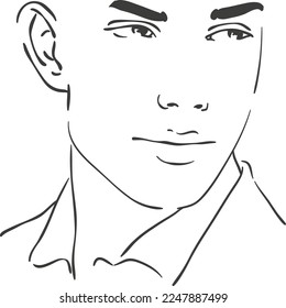 young man face sketch illustration