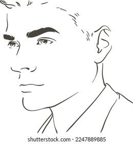 young man face sketch illustration