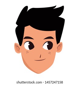 Young man face smiling cartoon vector illustration graphic design