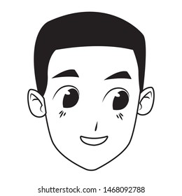 Young man face smiling cartoon vector illustration graphic design