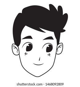 Young man face smiling cartoon vector illustration graphic design