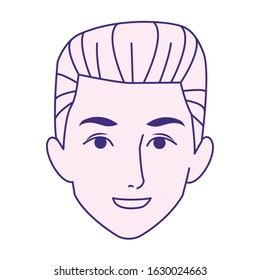 young man face smiling icon over white background, flat design, vector illustration