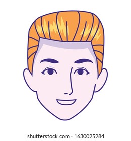 young man face smiling icon over white background, colorful design, vector illustration