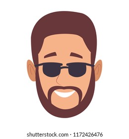 Young man face with sunglasses