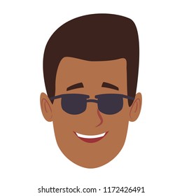 Young man face with sunglasses