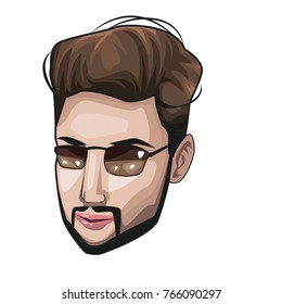 Young man face with sunglasses