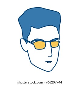 Young man face with sunglasses