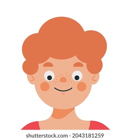 Young man face. Vector illustration of man avatar in flat style.