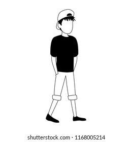 Young man faceless avatar in black and white