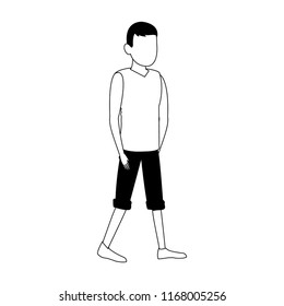 Young man faceless avatar in black and white