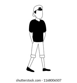 Young man faceless avatar in black and white