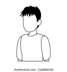 Young man faceless avatar in black and white