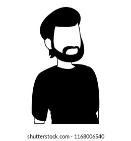 Young man faceless avatar in black and white