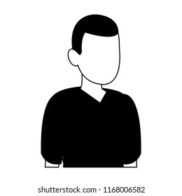 Young man faceless avatar in black and white