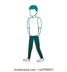 Young man faceless avatar blue lines