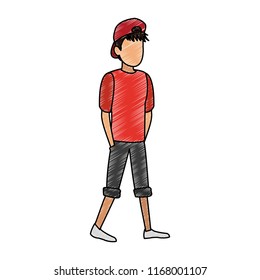 Young man faceless avatar scribble