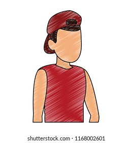 Young man faceless avatar scribble