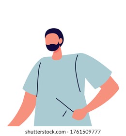 young man faceless with beard on white background vector illustration design
