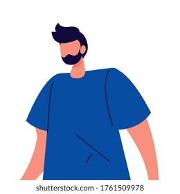 joven sin rostro con barba en fondo blanco diseño de ilustración vectorial